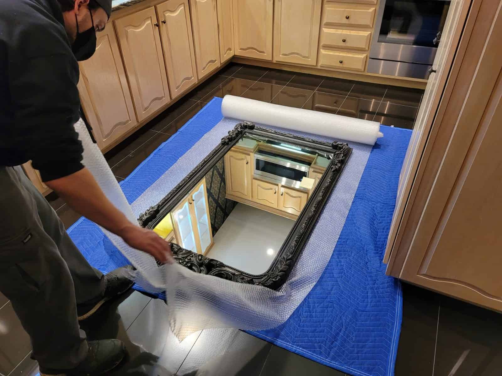wrapping glass items in a home move