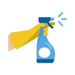 crown movers cleaning spray bottle cartoony image