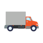 crown movers moving truck cartoony image